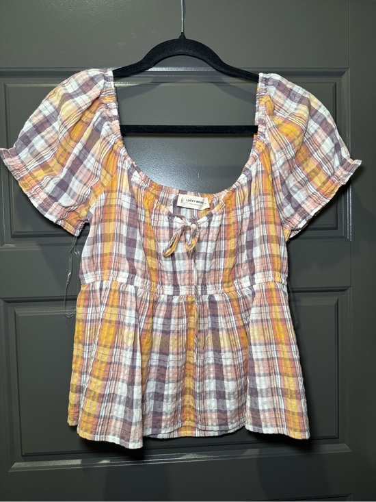 Lucky Brand Tops - Lucky Brand Plaid Peasant Blouse